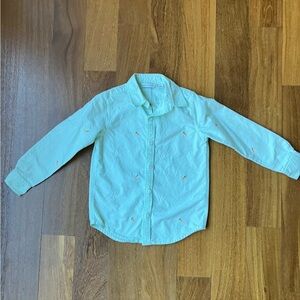 Janie and Jack Mint Green Button-Down Shirt with Bunny and Carrot Embroidery 5T